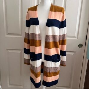 Madewell Alpaca Wool Blend Open Front Cardigan Multicolor Striped Sweater Size M